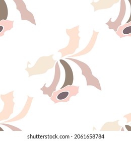 patrón transparente silueta blanca flor de orquídea rosa de la mano gris vector