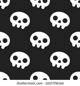 Seamless pattern with white skulls and crossing bones isolated on white background flat style design vector illustration.
