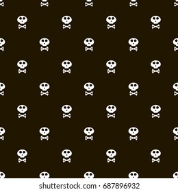 seamless pattern with white skulls on black background
