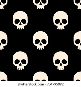 Seamless pattern with white skulls. Vector illustration