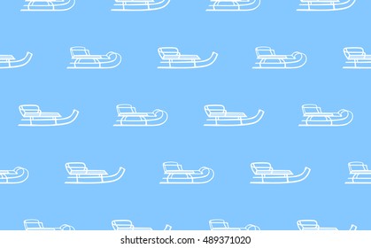 seamless pattern with white sleds on blue background