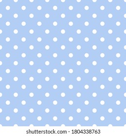 Seamless pattern white small polka dots on pastel blue background. Elegant print for fabric textile gift paper scrapbook wallpaper kids clothes nursery decor svg