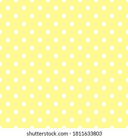 Seamless pattern white small polka dots on pastel yellow background. Elegant print for fabric textile gift paper scrapbook wallpaper kids clothes nursery decor svg
