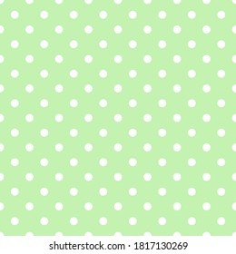 Seamless pattern white small polka dots on pastel chartreuse green background. Elegant print for fabric textile gift paper scrapbook wallpaper kids clothes nursery decor svg