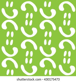 Seamless pattern white smile curl curve on green background