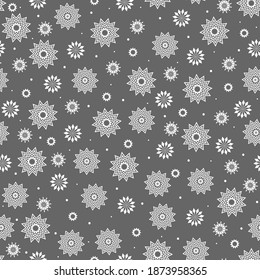 Patrón sin foco de copos de nieve blancos. Diseño navideño. Fotografía para papel de embalaje y textiles de año nuevo.
