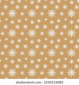 Seamless pattern of white snowflakes, design for New Year's packaging or wrapping.