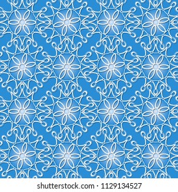 seamless pattern with white snowflakes on a blue background