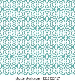 Seamless pattern with white snowflakes and on a turquoise background