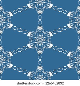seamless pattern with white snowflakes on a blue background