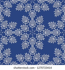 seamless pattern with white snowflakes on a blue background