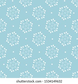 seamless pattern with  white snowflakes on light blue background