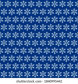 Seamless pattern of white snowflakes on blue vector background, digitally created on a tablet, christmas ornaments vector, snowflakes vector, packaging design vector