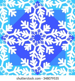 seamless pattern with white snowflakes on blue background