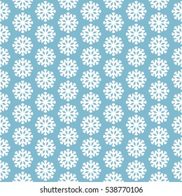Seamless pattern with white snowflakes on blue background 