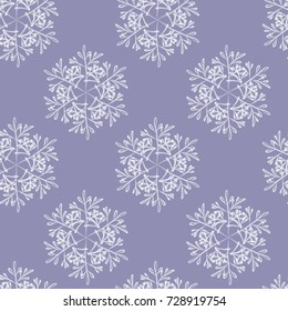 seamless pattern of white snowflakes on a dark background, vector illustration