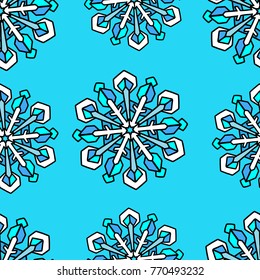 Seamless pattern with white snowflakes on colored background