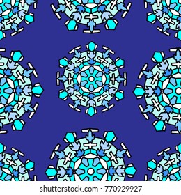 Seamless pattern with white snowflakes on colored background