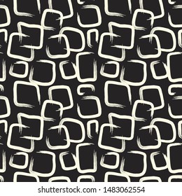Seamless pattern. White squares. Black background. 