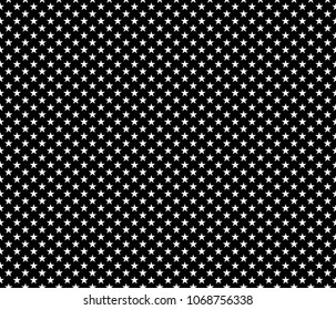 Seamless pattern white stars on black background. Vector illustration.