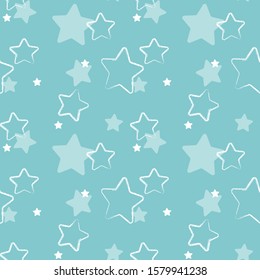 Seamless pattern with white stars on a blue background.