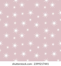 patrón impecable con estrellas blancas en un fondo rosa pastel 