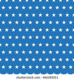 Seamless pattern of white stars on blue background