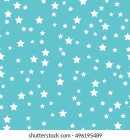 Seamless pattern with white stars on a blue background.Simple design with stars for your design