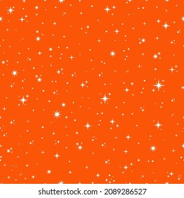 Seamless pattern with white stars and orange background