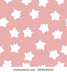 seamless pattern with white stars and rainbow, seamless pattern with pink background repeat style, replete image design for fabric printing
