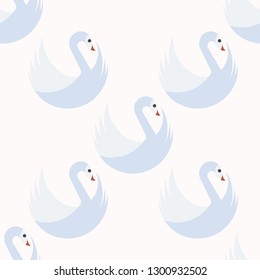 Seamless pattern with white swans in semi order. Vector