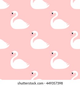 Seamless pattern with white swans. Vector.