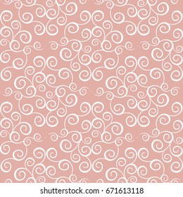 Seamless pattern with white swirls on a beige background