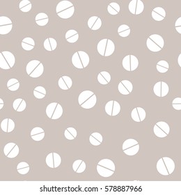 Seamless pattern with white tablets on gray background.