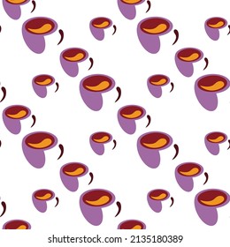patrón transparente blanco tres tazas de café púrpura vector