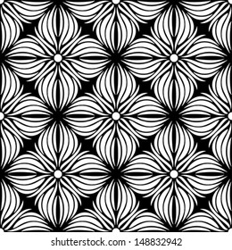 Seamless pattern with white tracery on a black background 