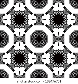 Seamless pattern with white tracery on a black background