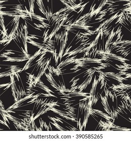 Seamless pattern. White transparent spots resembling feathers on a black background.