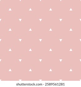 Seamless pattern with white triangles on a pink background