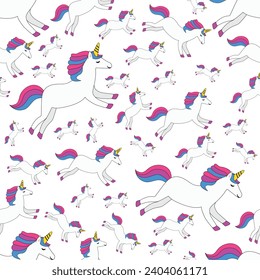 seamless pattern with white unicorn