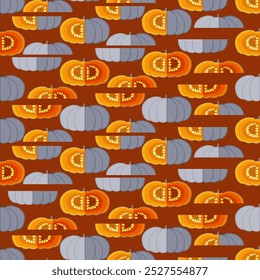 Seamless pattern with White Valenciano pumpkin. Winter squash. Vegetables. Flat style. Isolated vector illustration.