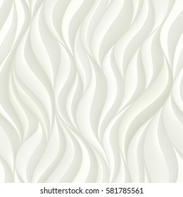 Seamless pattern with white volumetric waves. Abstract background.