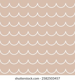 Seamless pattern with white waves on a beige background
