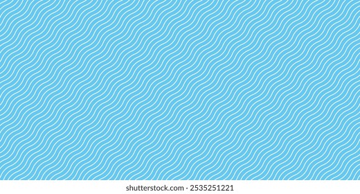 Seamless pattern with white wavy lines. Light blue abstract background.