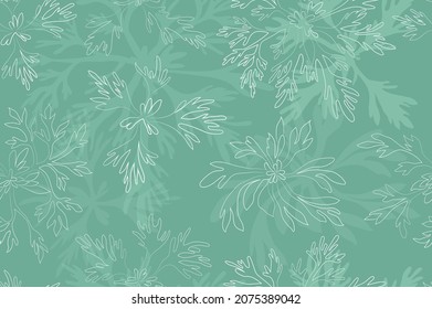 Seamless Pattern with a White Wormwood leaves