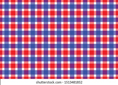 seamless pattern white-red-blue tartan plaid. Scottish background, vector, illustration