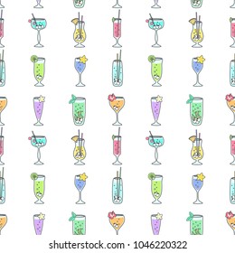 Seamless pattern whith colorful cocktails. Vector illustration.