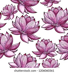 Seamless pattern whith lotus. Floral endless texture.
