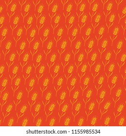  Seamless pattern with whole grain seeds organic, natural background isolated on red background flat style design vector illustration