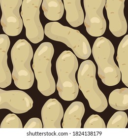 Seamless pattern of whole potatoes. Drawing style